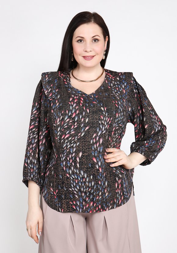 Блуза с декаративным рельефным плечом шир.  580, рис. 1