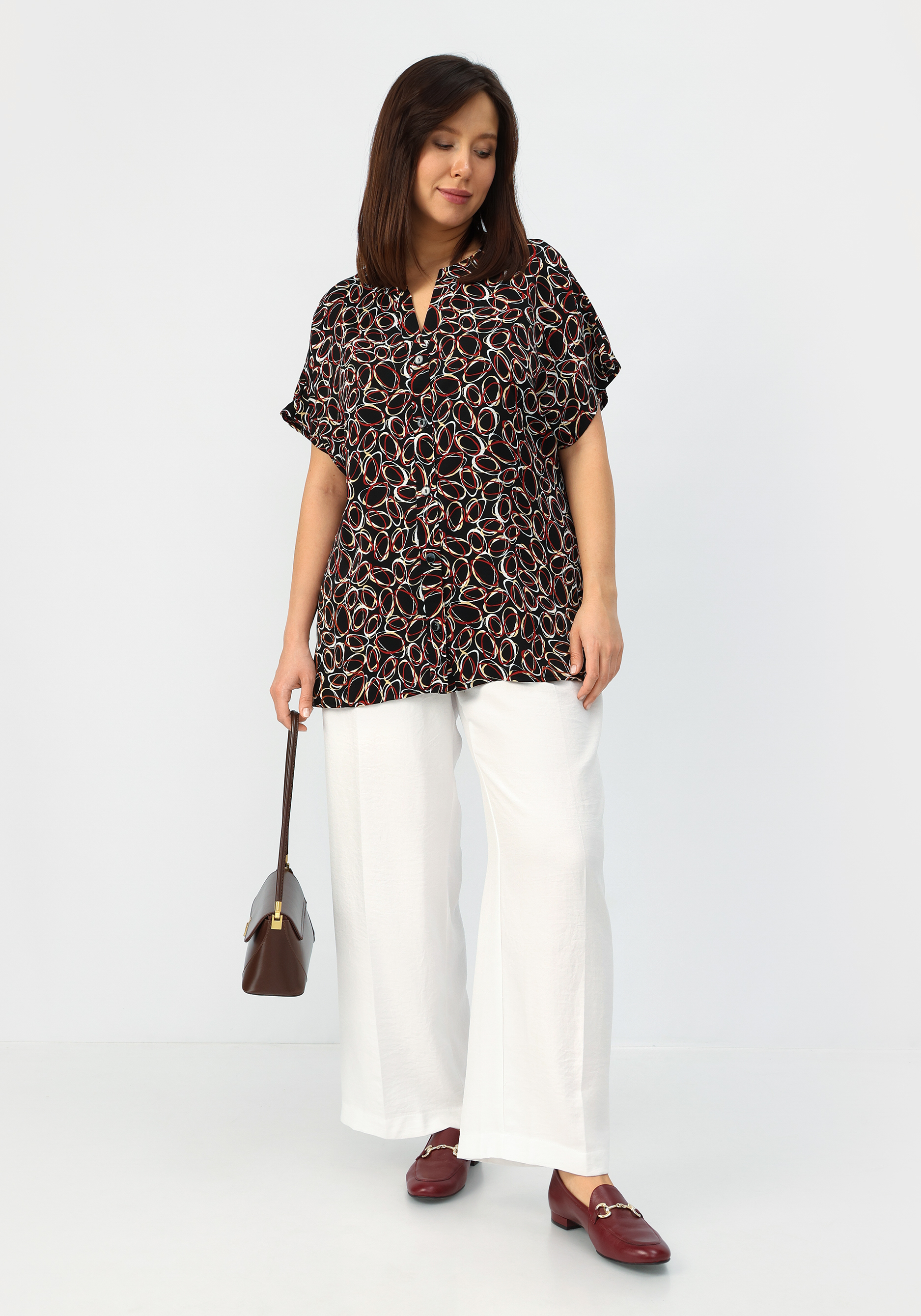 Блуза удлиненная с вырезом VeraVo, размер 60, цвет белый - фото 9