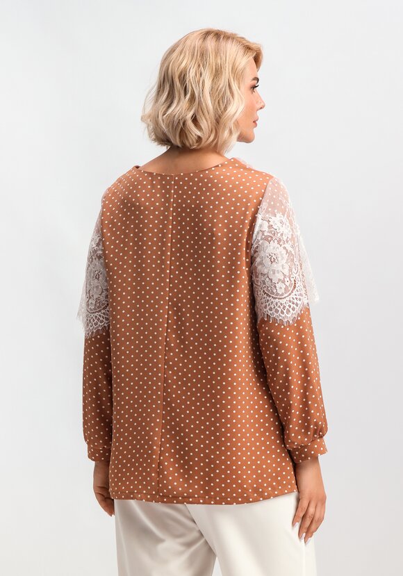 Блуза с кружевом по плечам шир.  580, рис. 39
