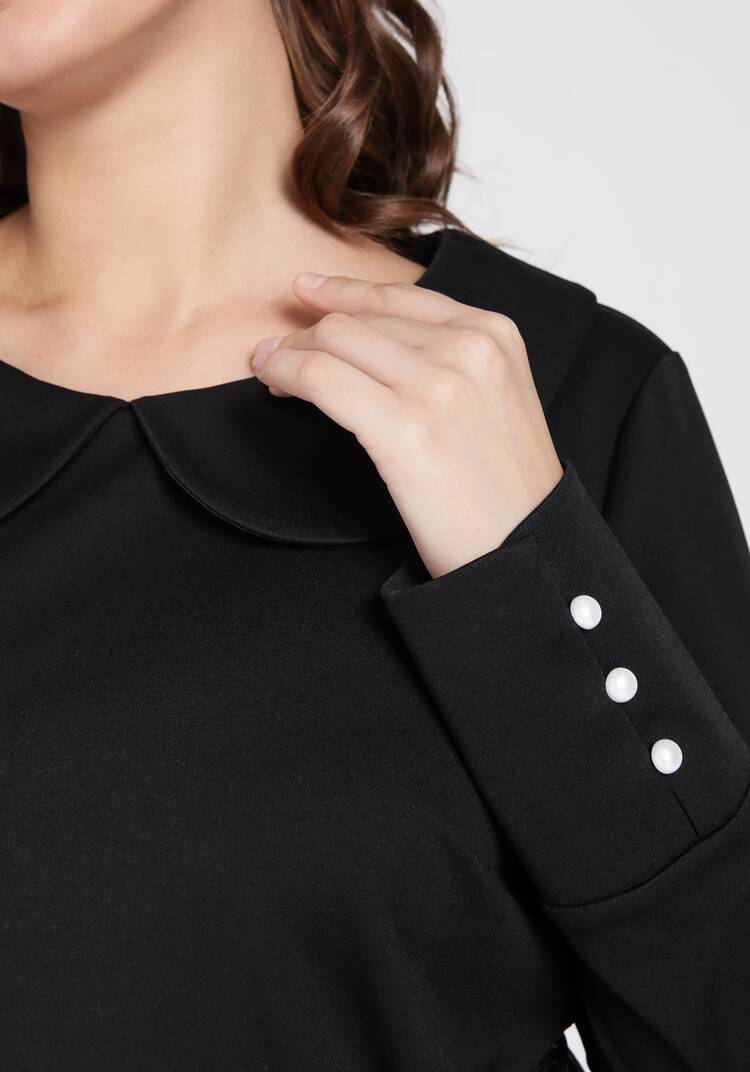 Платье с комбинированной тканью шир.  750, рис. 5