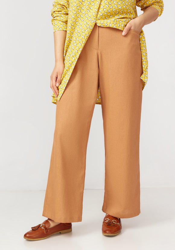 Брюки палаццо из льняной ткани шир.  580, рис. 7