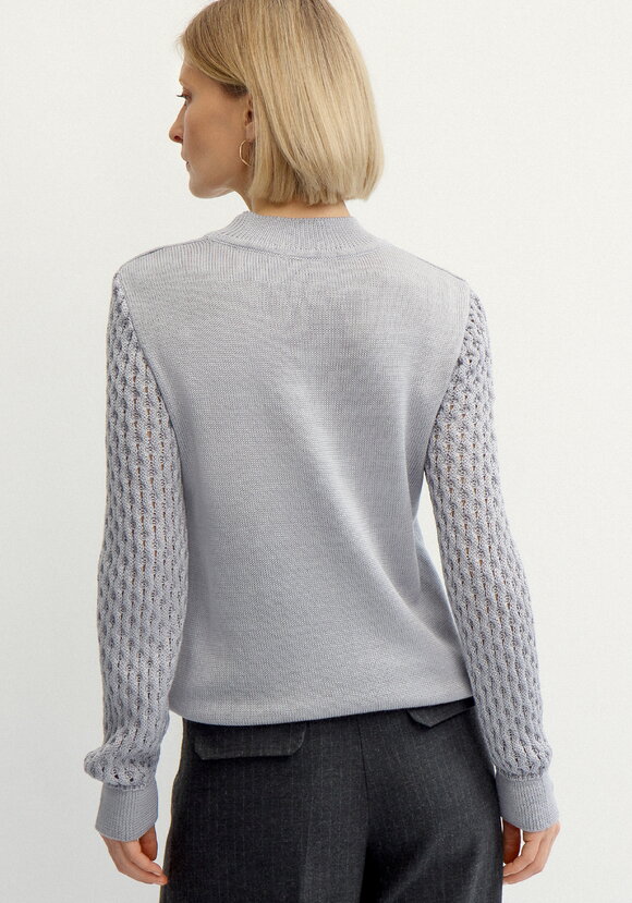 Джемпер с ажурными рукавами объемной вязки шир.  580, рис. 4