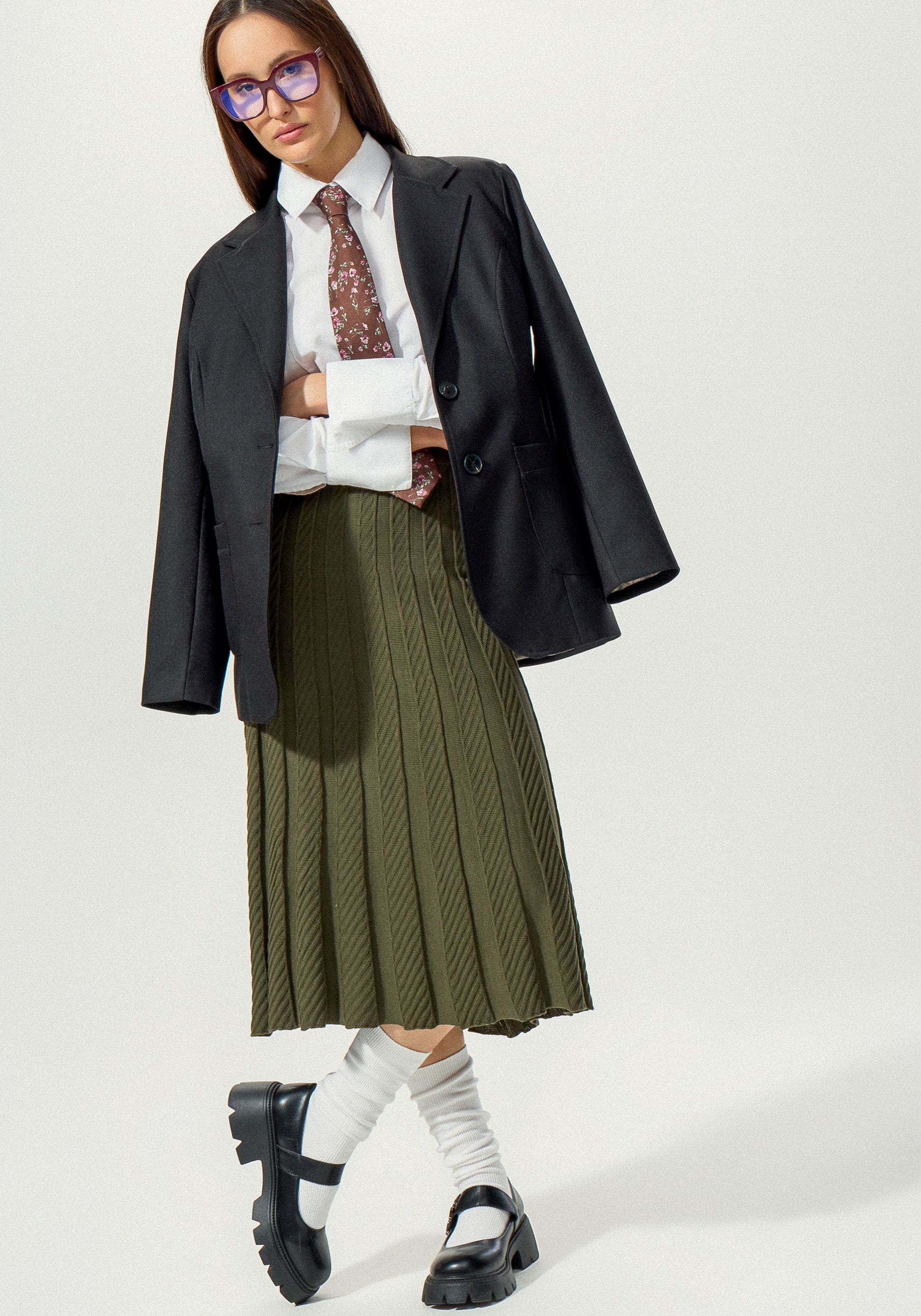 Юбка плиссе в вертикальную полоску