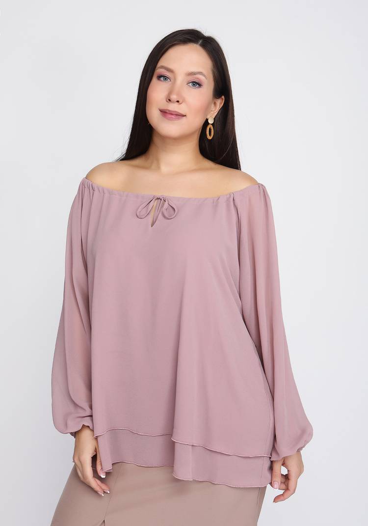 Блуза из шифона с воротом на кулиске шир.  750, рис. 7