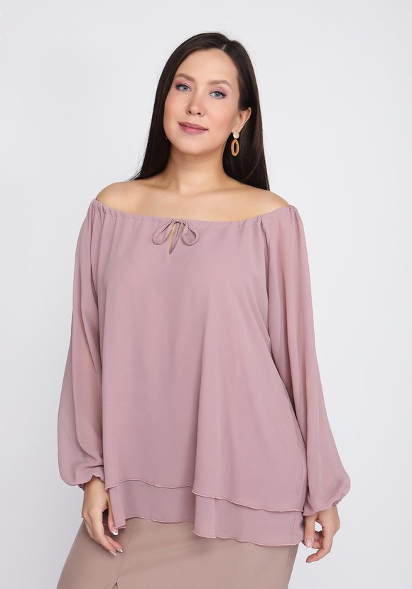 Блуза из шифона с воротом на кулиске шир.  580, рис. 7