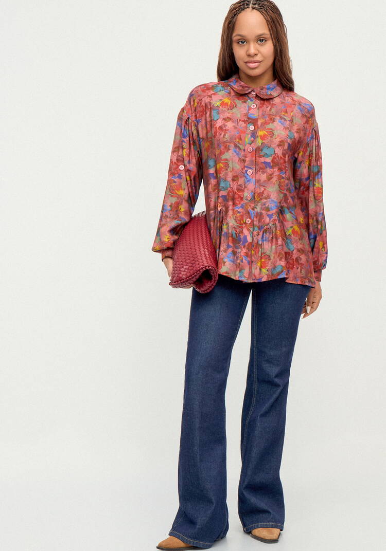 Блуза из ткани с акварельным принтом шир.  750, рис. 2