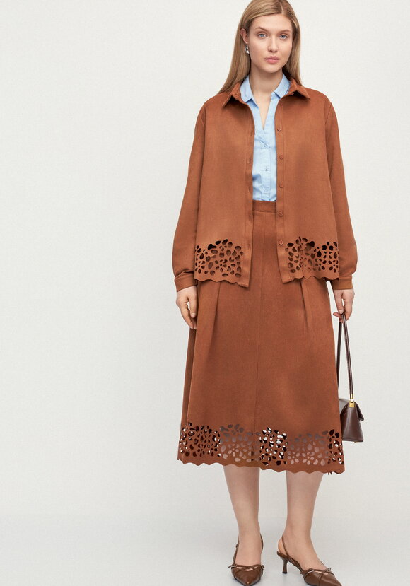 Юбка замшевая с ажурным узором Агата шир.  580, рис. 6