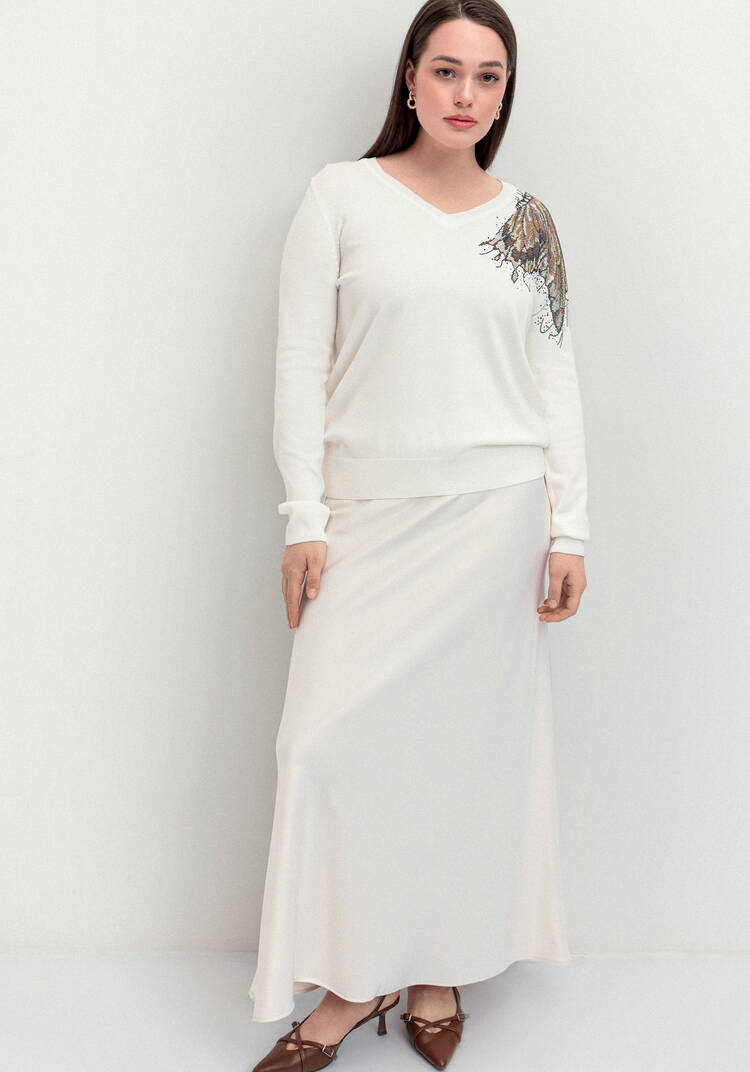 Джемпер с V-образным вырезом и рисунком шир.  750, рис. 9