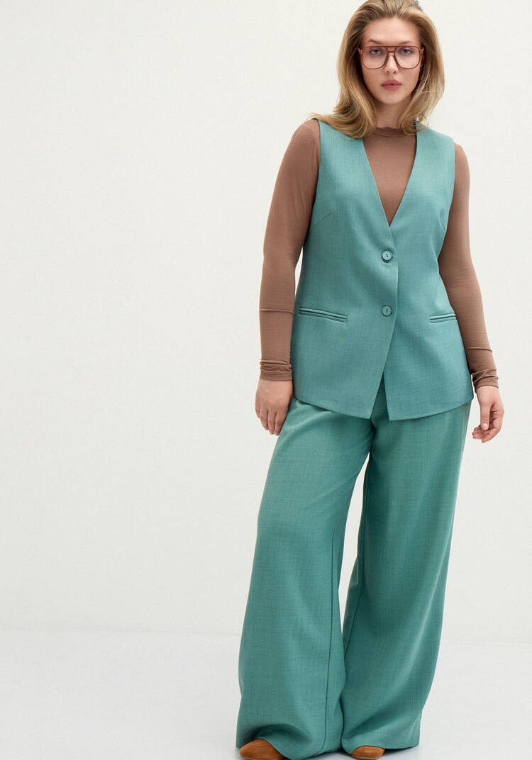 Брюки-палаццо со складками на талии шир.  750, рис. 23