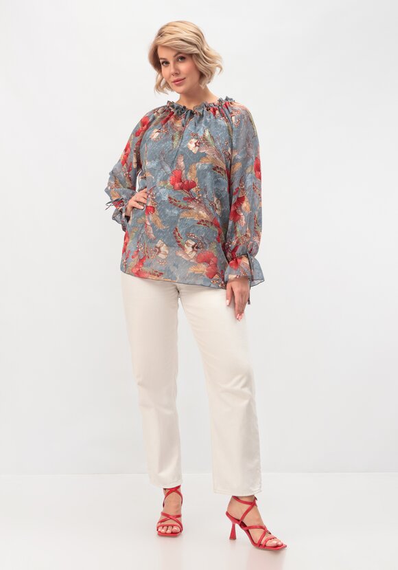 Блуза с оборкой на рукавах и горловине шир.  580, рис. 2