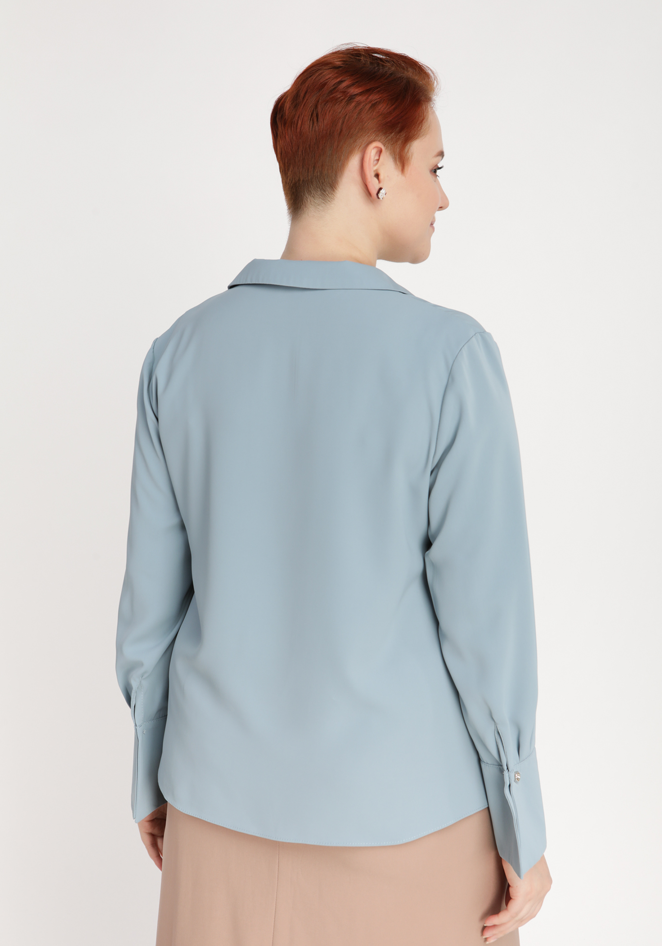 Блуза однотонная с воротником Polina Romanova, размер 48, цвет голубой - фото 3