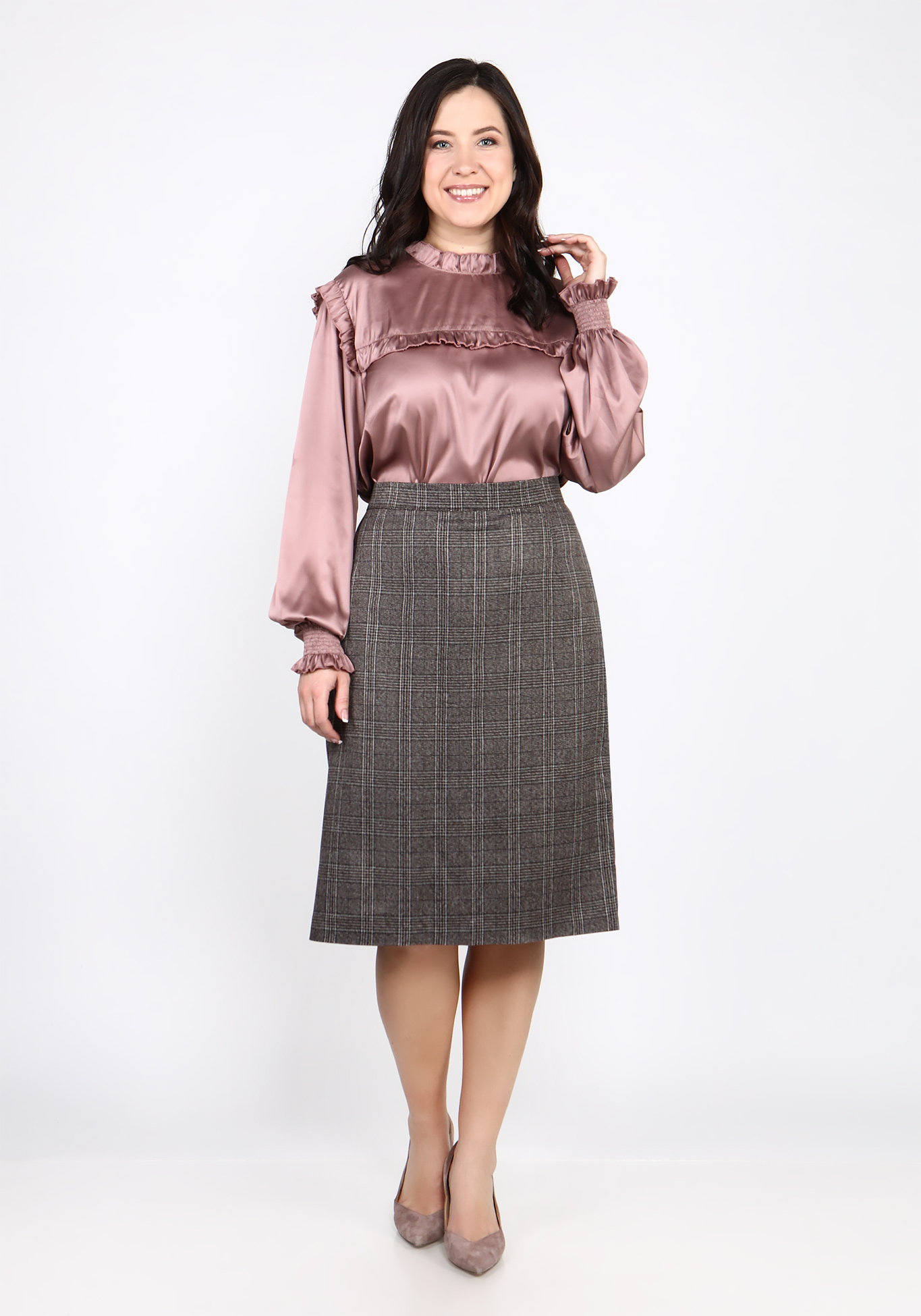 Блуза атласная с застежкой сзади "Иден" Julia Weber, размер 52, цвет пудровый - фото 6