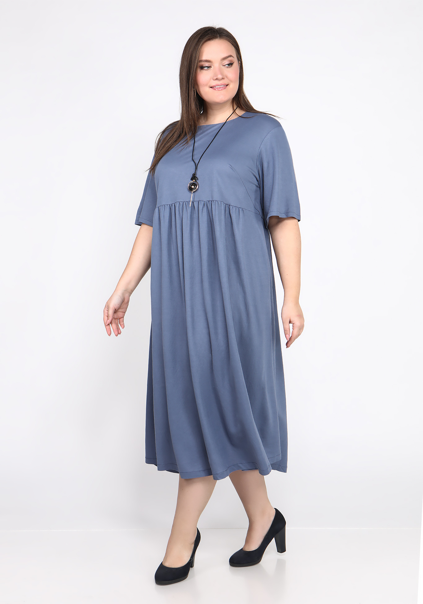 Платье однотонное свободного кроя миди Bianka Modeno, размер 50, цвет терракотовый - фото 10