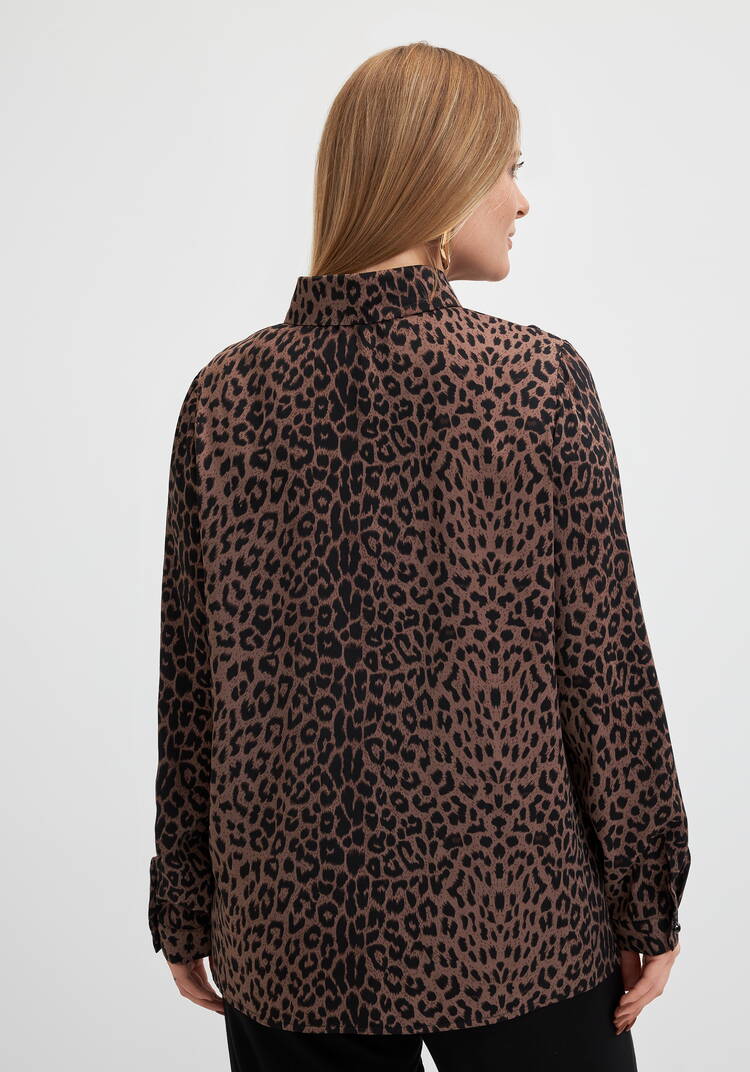 Блуза с анималистическим принтом и кружевом шир.  750, рис. 4