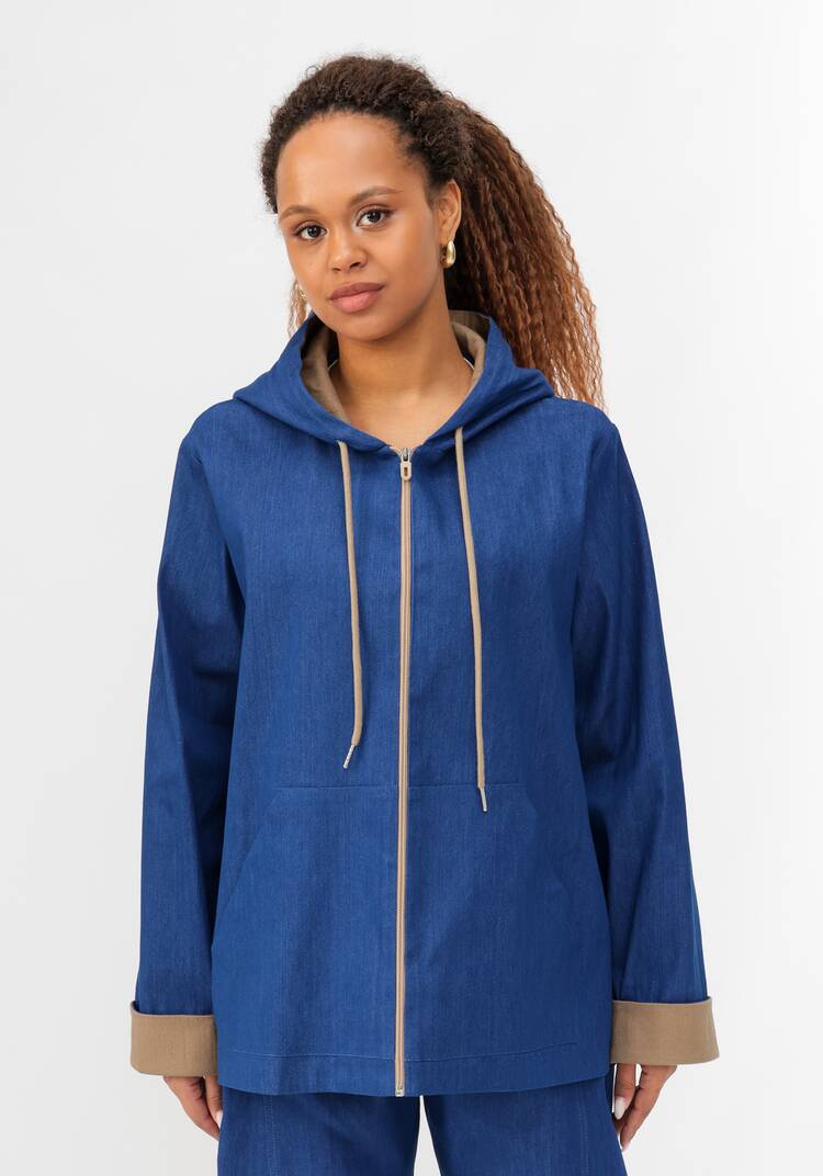 Куртка джинсовая на молнии с капюшоном шир.  750, рис. 4