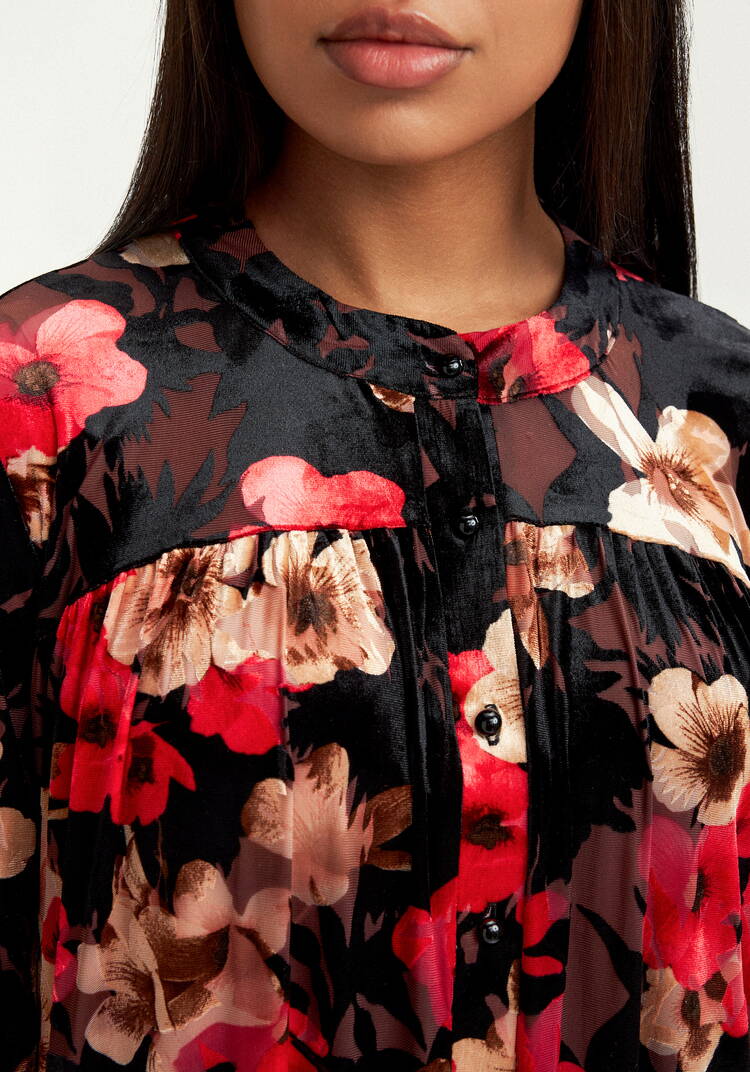 Блуза из пан-бархата с цветочным принтом шир.  750, рис. 5