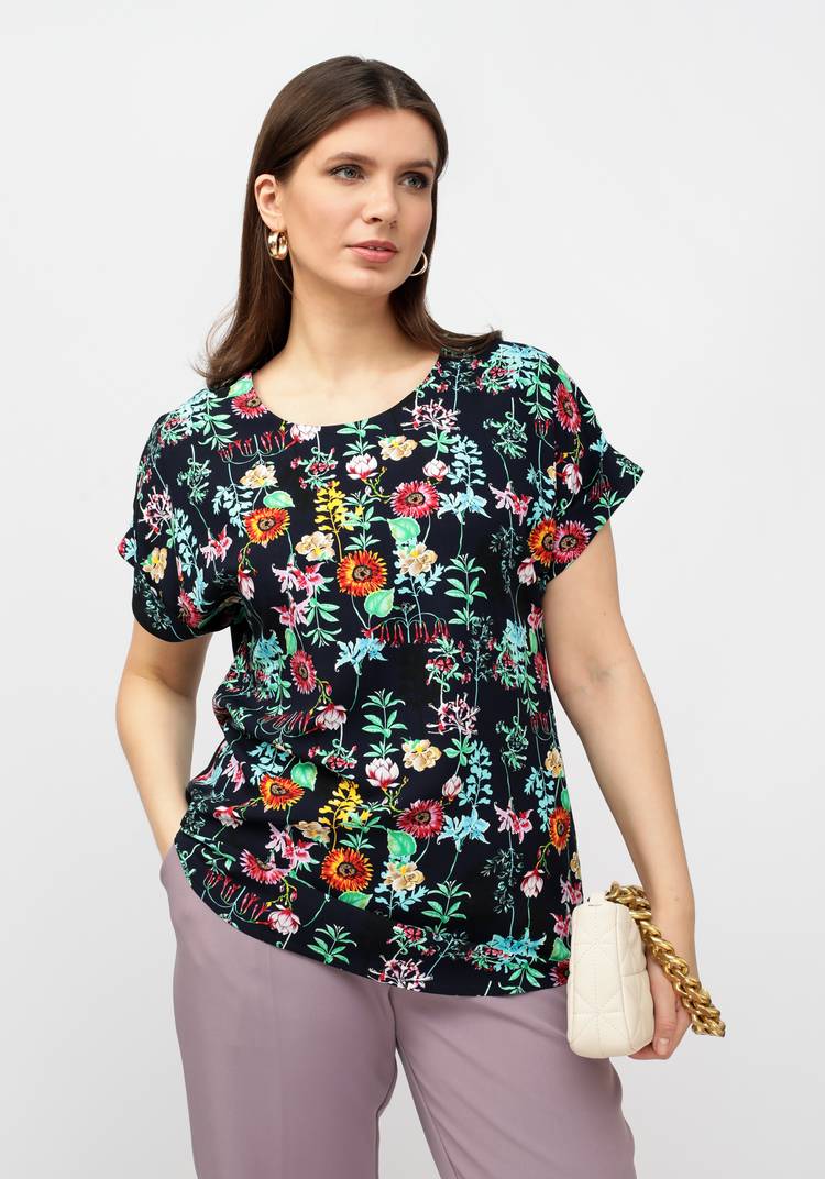 Блуза с цветочным рисунком шир.  750, рис. 1