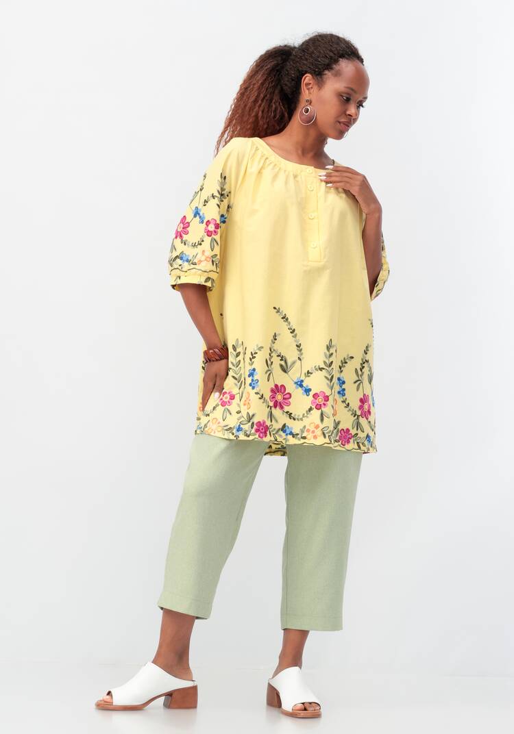 Блуза с цветочной вышивкой и рукавом реглан шир.  750, рис. 8