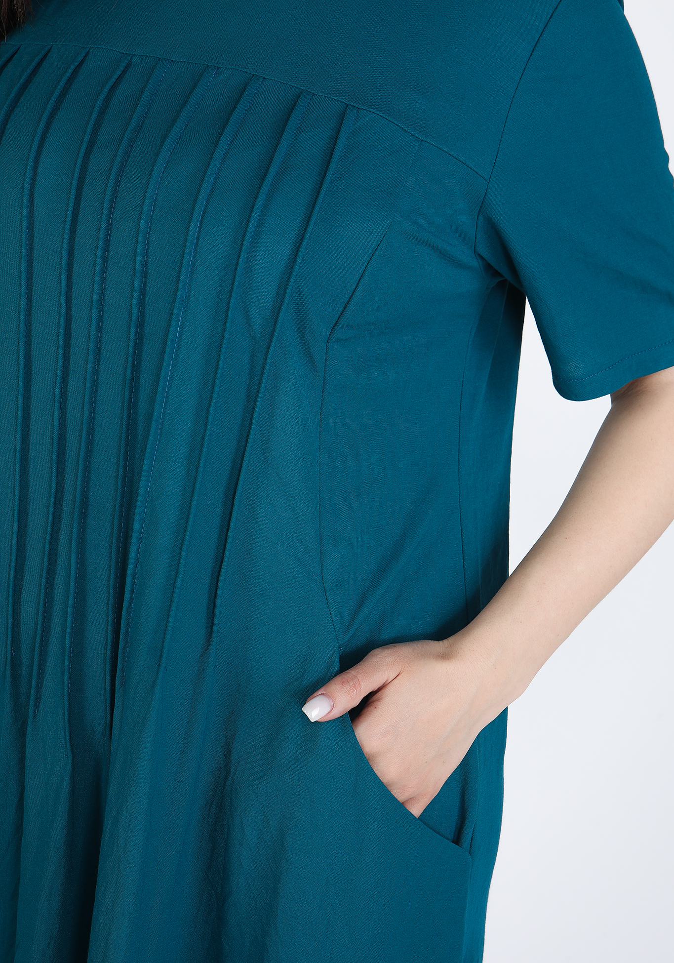 Платье с защипами однотонное Bianka Modeno, размер 56, цвет бежевый - фото 5