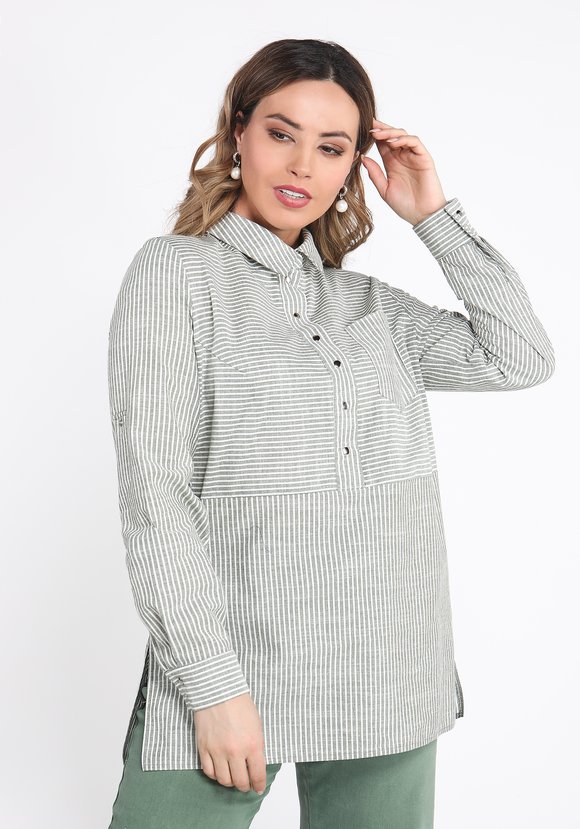 Блуза льняная Грета шир.  580, рис. 6