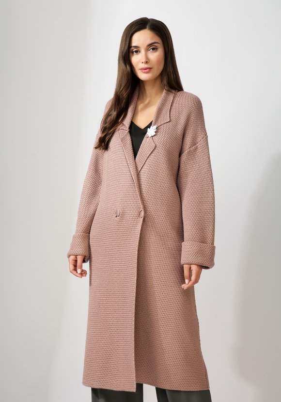 Пальто женское структурной вязки шир.  580, рис. 4