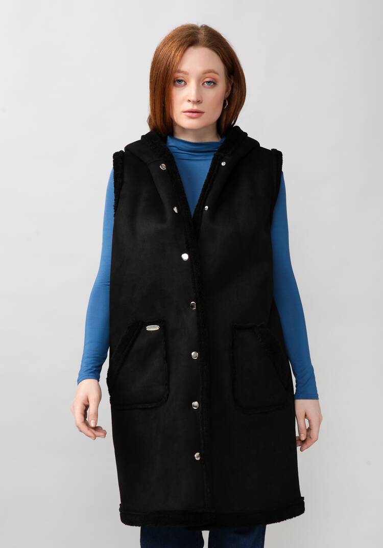 Жилет из экомеха с капюшоном шир.  750, рис. 20