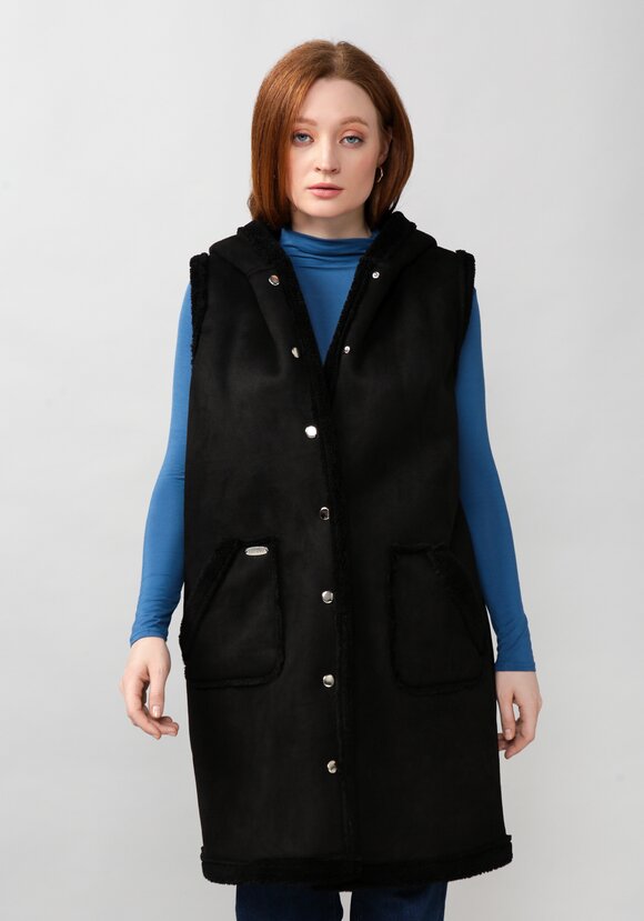 Жилет из экомеха с капюшоном шир.  580, рис. 20