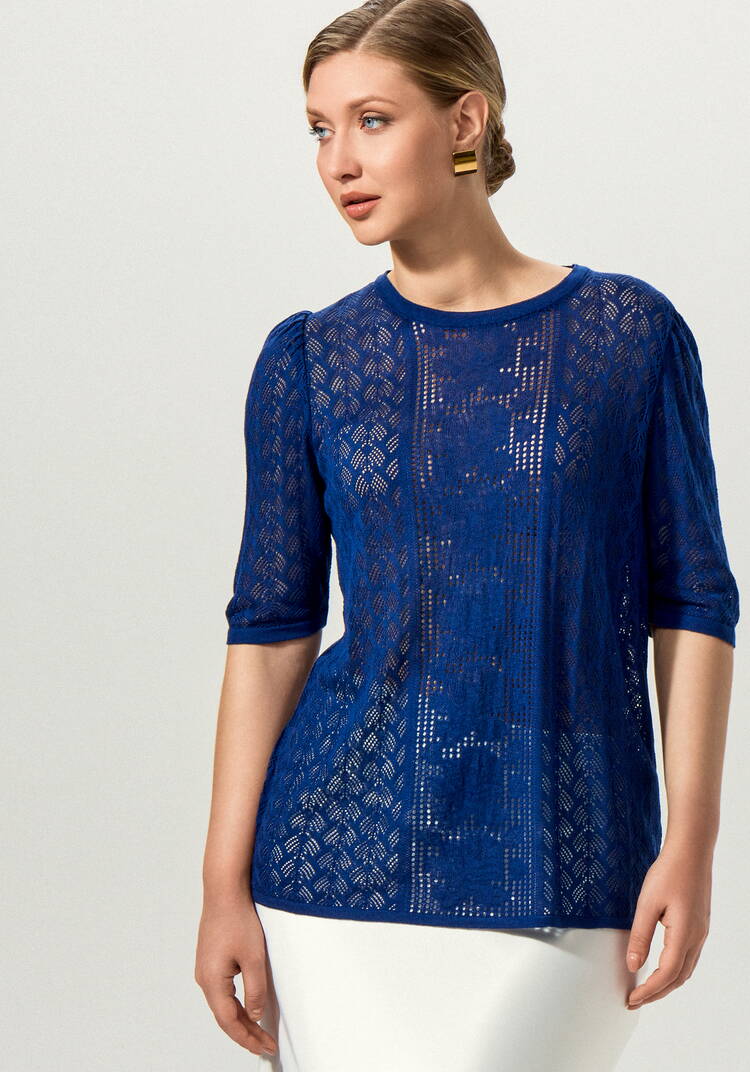 Джемпер с ажурным рисунком и защипами шир.  750, рис. 29