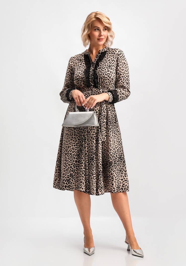 Платье с кружевом и анималистичным принтом шир.  750, рис. 18