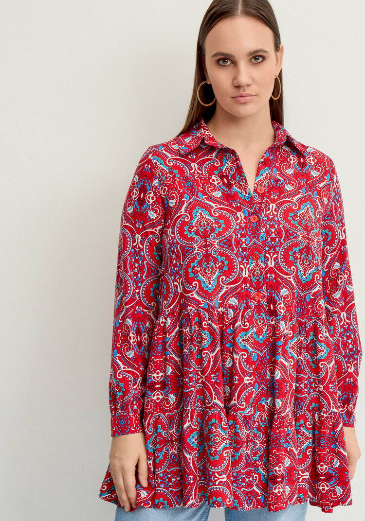 Блуза А-силуэта с ярусами шир.  750, рис. 18