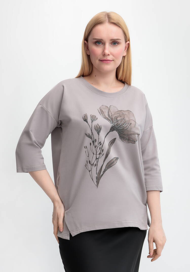 Блуза с принтом цветка и рукавом 3/4 шир.  750, рис. 4