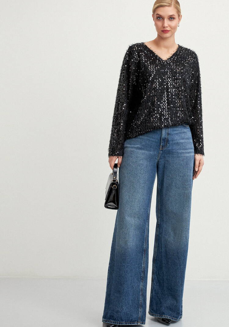 Джемпер с объемным ворсом и паетками шир.  750, рис. 9