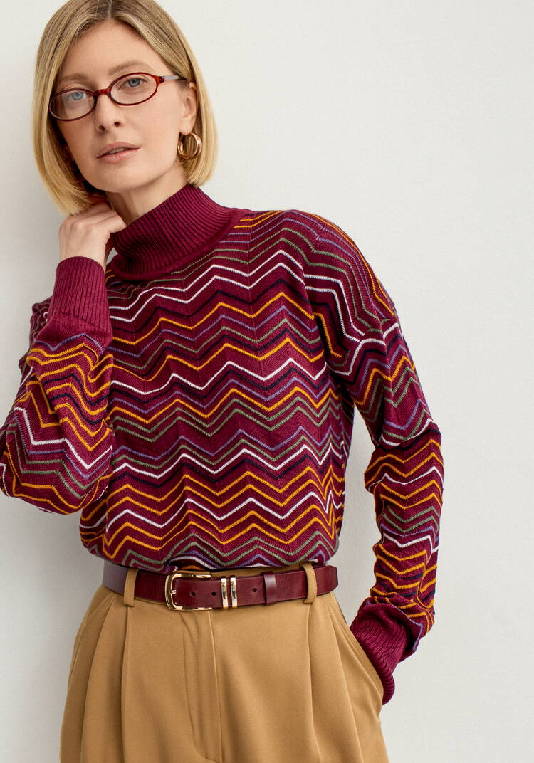 Свитер с высоким горлом и принтом зигзаг шир.  750, рис. 30