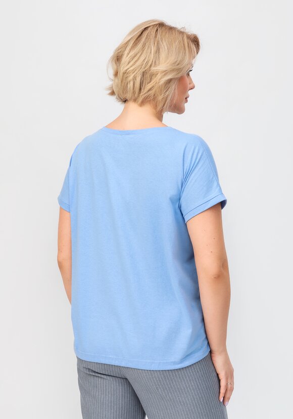 Блуза с цветочным принтом и кулиской по низу шир.  580, рис. 25