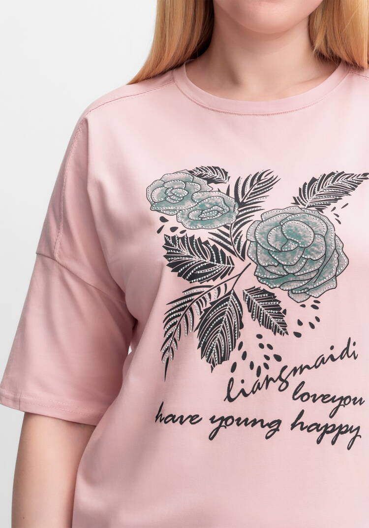 Футболка с принтом Зеленый цветок шир.  750, рис. 5