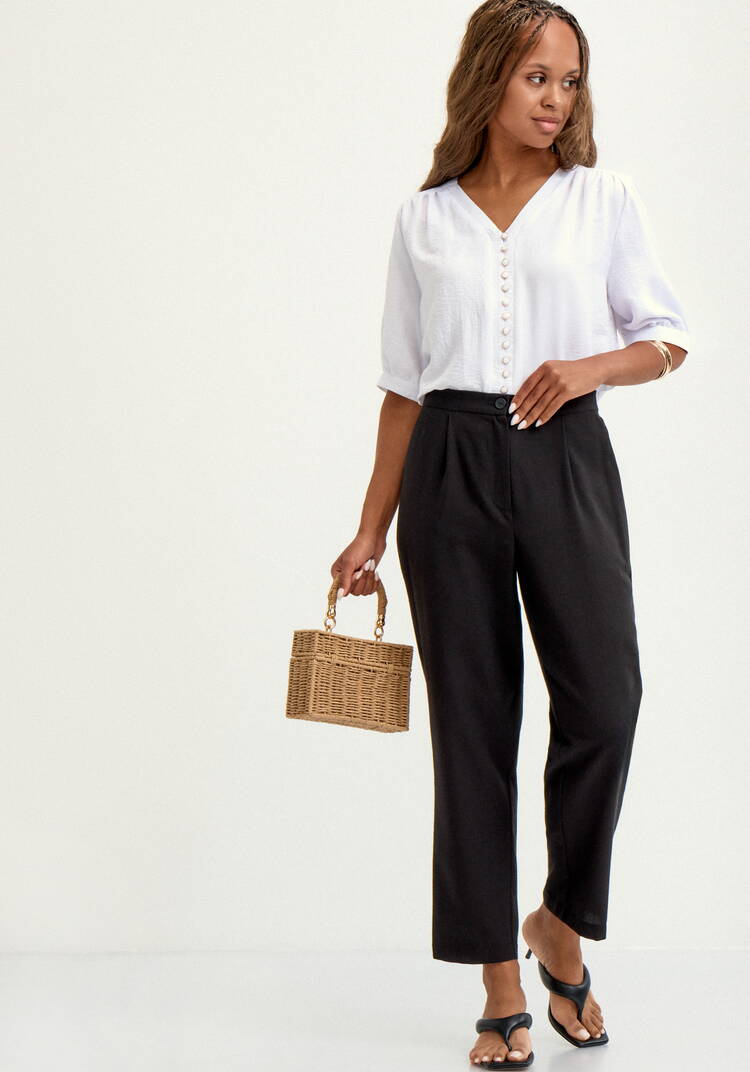 Брюки изо льна  прямые  с резинкой по поясу шир.  750, рис. 14