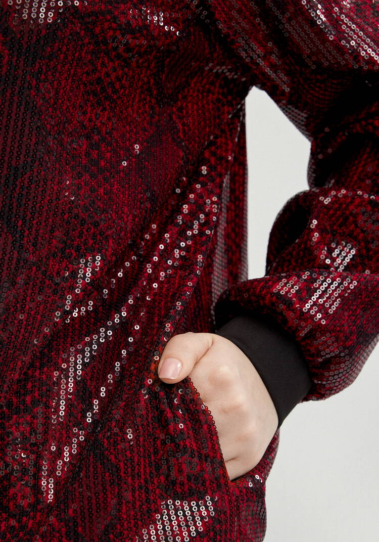 Бомбер с пайетками на подкладке шир.  750, рис. 25