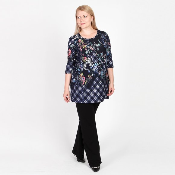 Туника с карманами и ярким принтом шир.  580, рис. 1