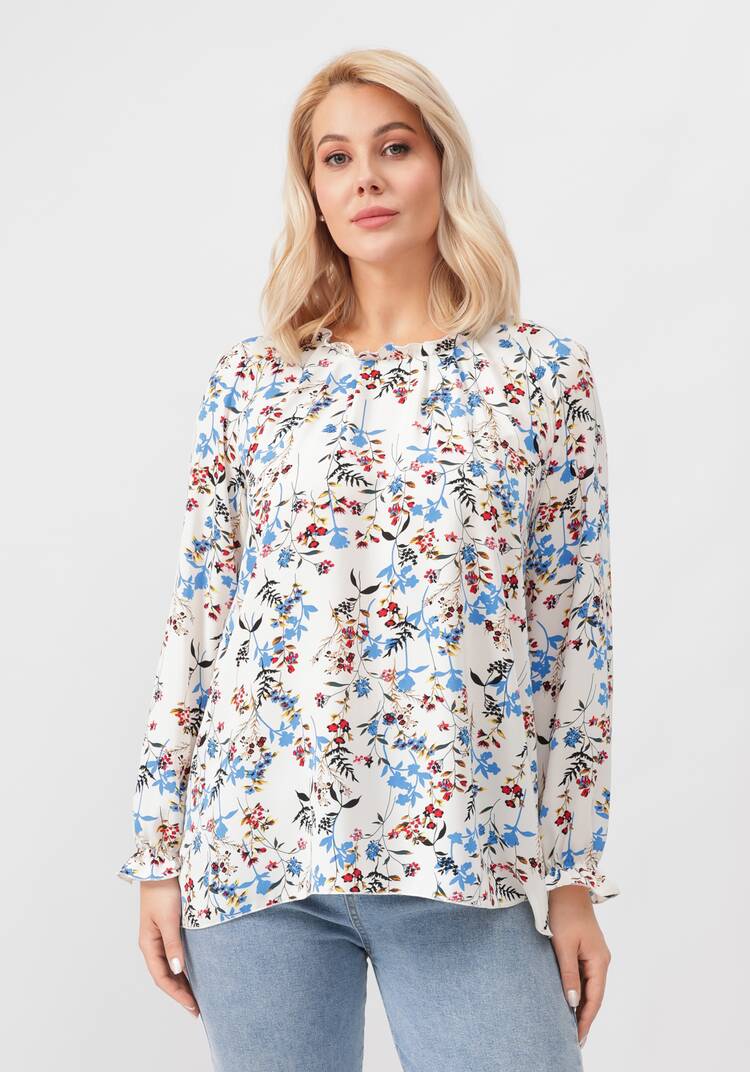 Блуза с цветочным принтом свободного кроя шир.  750, рис. 4