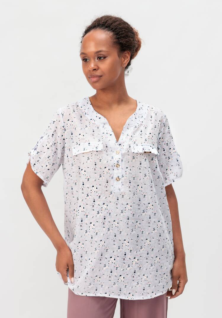 Блуза с цветочным принтом Офелия шир.  750, рис. 7