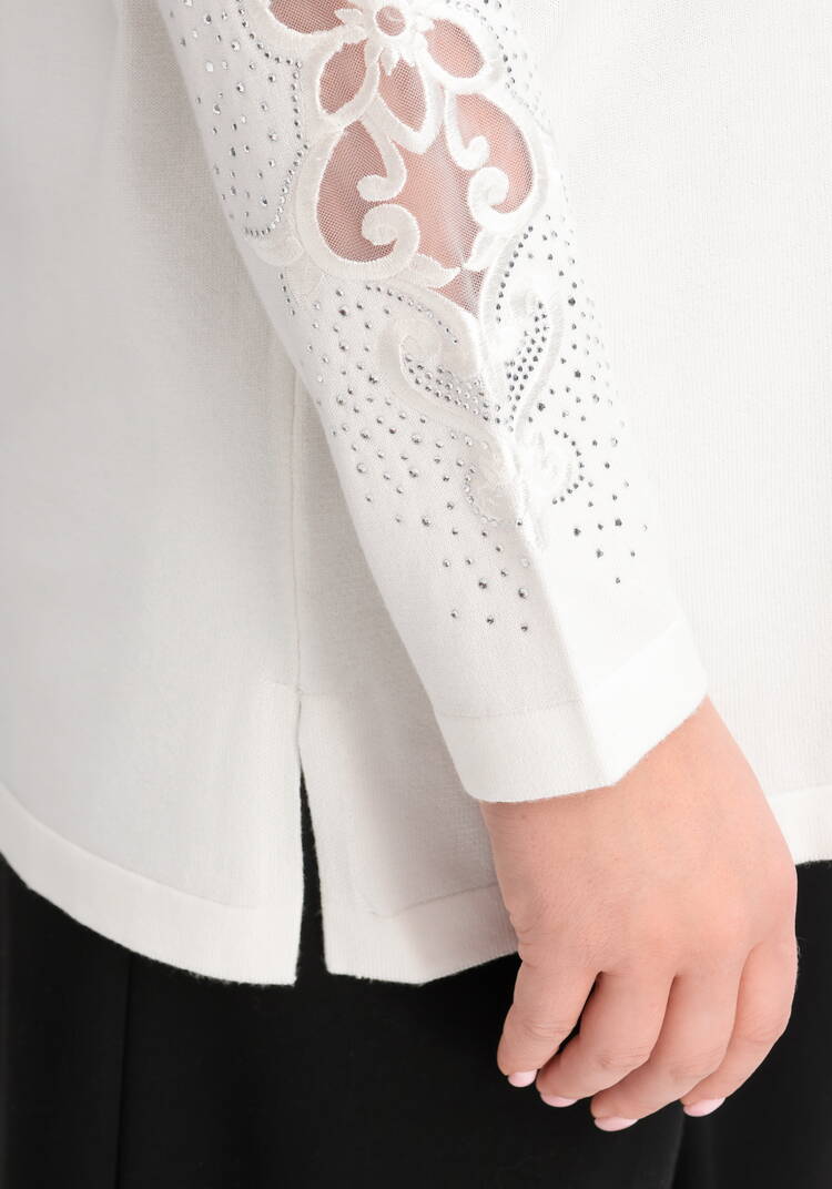 Джемпер с декоративной цветочной вышивкой шир.  750, рис. 11