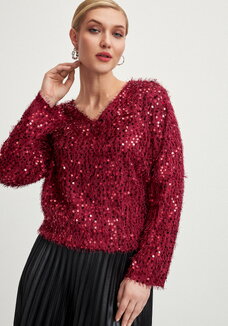 Джемпер с объемным ворсом и паетками