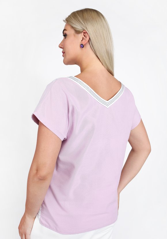 Блуза свободная с кружевной вставкой шир.  580, рис. 10