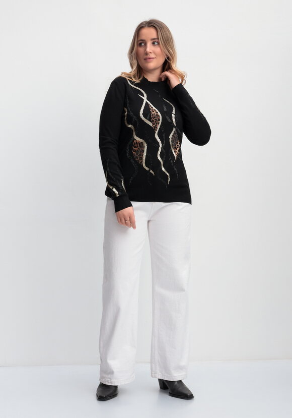 Джемпер с абстракцией на рукавах и полочке шир.  580, рис. 2