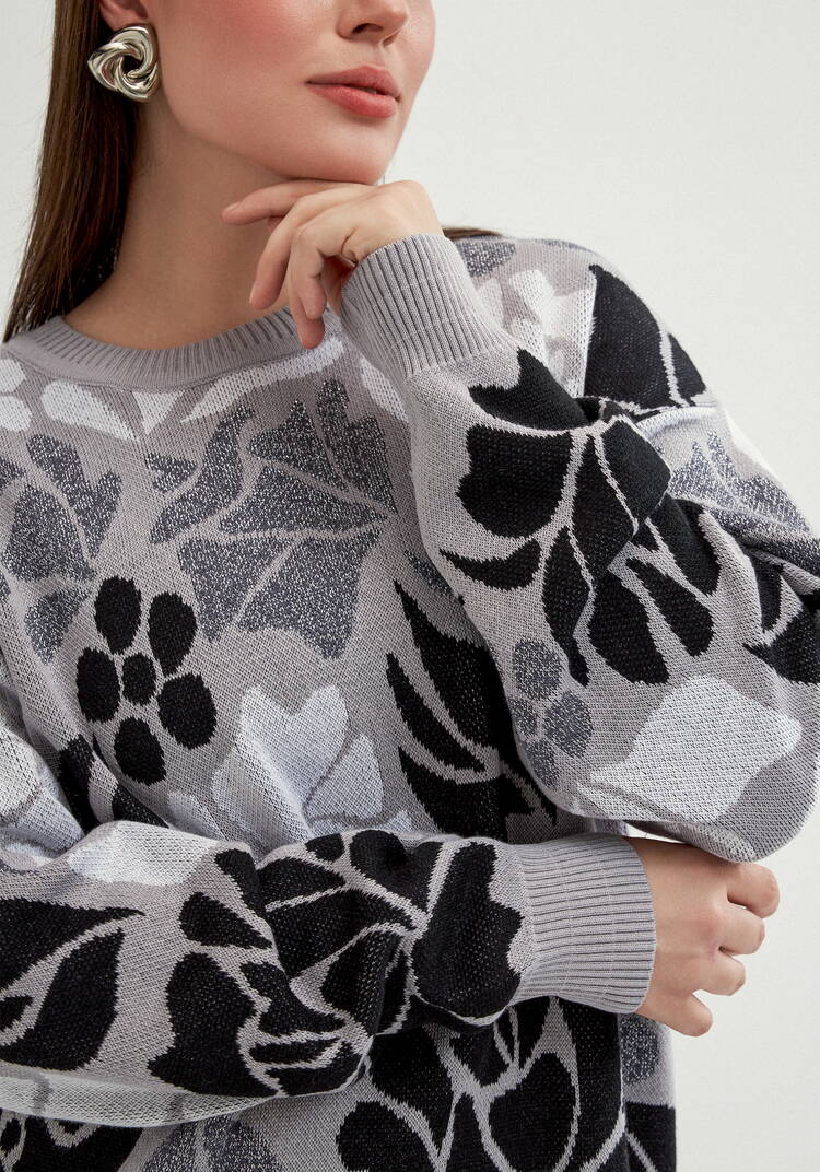 Джемпер прямого силуэта и цветочным принтом шир.  750, рис. 4