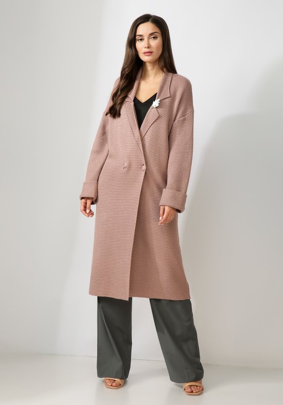 Пальто женское структурной вязки шир.  580, рис. 7