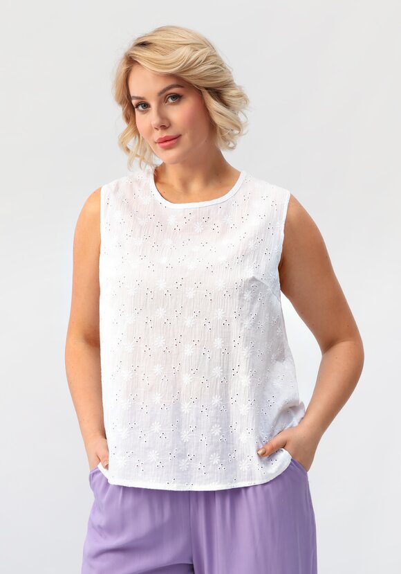 Майка ажурная из шитья с круглым вырезом шир.  580, рис. 1