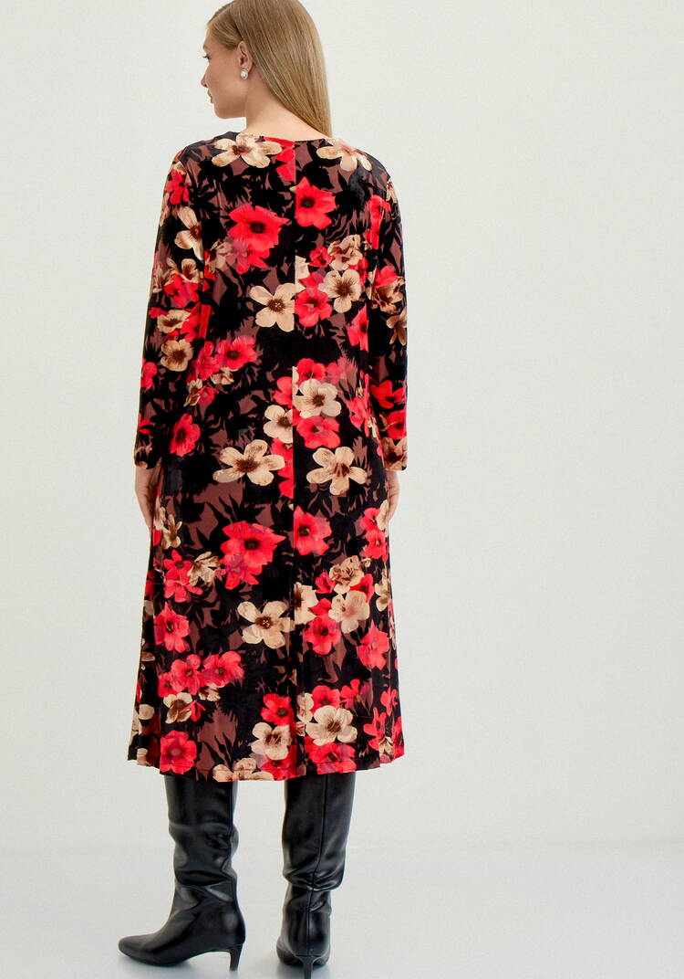 Платье бархатное с цветочным принтом шир.  750, рис. 3