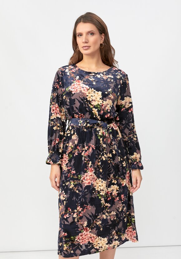 Платье с цветочным принтом из бархата шир.  580, рис. 4