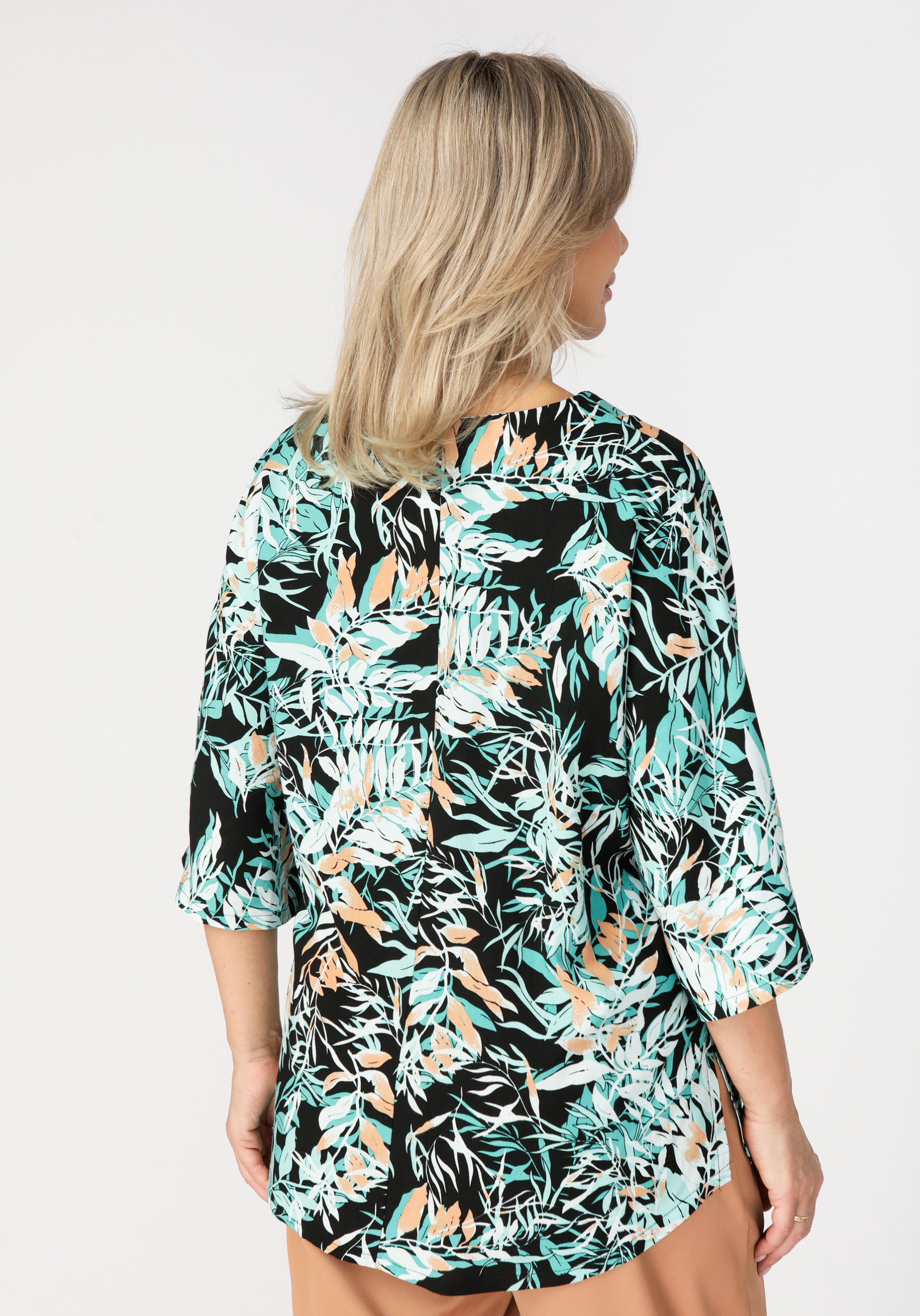 Блуза свободного кроя с тропическим принтом Manhattan, размер 50, цвет черный - фото 3